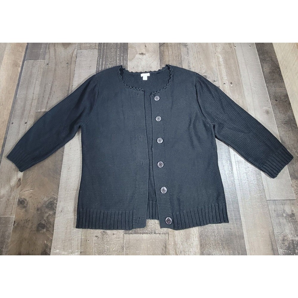 Apt. 9 Women's Solid Button Detail Cardigan Sweater Black Size XL
